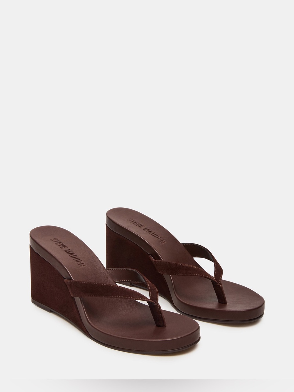 Steve Madden: Brown Wedge Thong Sandals